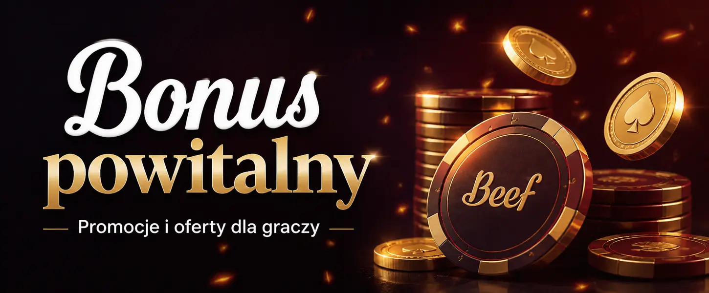 Baner bonusów Beef Casino z monetami i motywem promocji